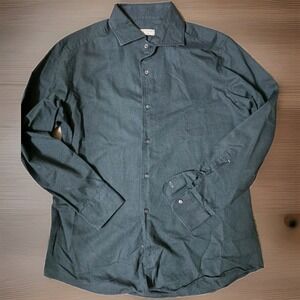 Luca Faloni 100% Cotton Button Up Shirt Medium Dark Green Made In Italy